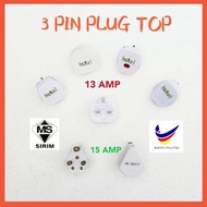 13 AMP 15 AMP 3 Pin Plug Top With SIRIM Approval Plag 3 Pin 三脚插头
