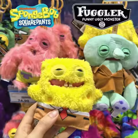 Zuru Fuggler X Spongebob Squarepants Plush Keychain Pp Cotton Ugly Cute Tooth Monster Bag Ornament C