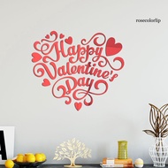 RR* Valentines Day Wall Sticker Romantic Decorative Acrylic Happy Valentines Day Heart Mirror Decal Decor for Anniversary