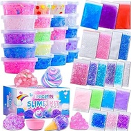 YNIEHNOY Crystal Unicorn Slime Kit for Girls 4-12, All-in-one Set Butter Slime ,Glimmer Crunchy Slime, Galaxy Slime,Foam &amp; Jelly Beans Slime Suitable for Kids Education, Party Favors &amp; Birthday Gifts