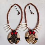 Handmade Ammonite Tribal Fang Necklace – Unique Ethnic Resin Pendant