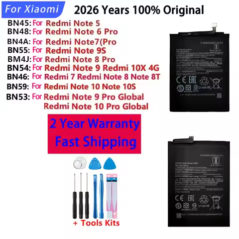2026 Years BN59 BM4J BN4A BN53 BN55 Battery For Xiaomi Redmi Note 7 10X Note9 Note10 Note 5 6 8 8T 9