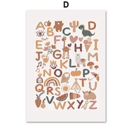 แสงแดดรักตัวอักษรและตัวเลข Abc ศิลปะบนผนังโปสเตอร์แบบนอร์ดิกผ้าใบวาดภาพและพิมพ์ภาพติดผนัง69F 0706