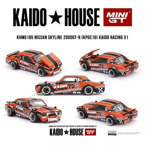 MINIGT KHMG In Stock 195 1:64 Nissan Skyline 2000 GT-R KPGC10 Kaido Racing V1 Openable Hood Diecast 