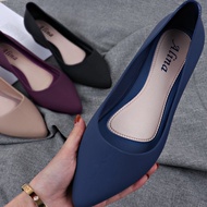 ◐❖☼Shallow mouth pointed single shoes female solid color flat shoes jelly shoes