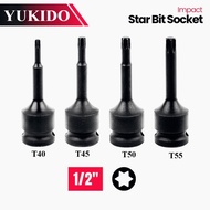 MATA YUKIDO Star Bit Socket 1/2 Inch T40 T45 T50 T55 Torx Impact Wrench Bit Crmo