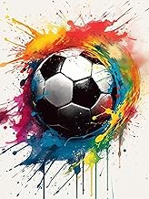 Generic Diamond Art Painting Colorful Paint Splash Ink Soccer Ball Football Black Kit for Adults Dia