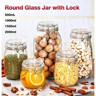 【H&H】 Airtight Glass Jar 750ml 1L 1.5L 2L 3L Big Jar Container Lead free Glass Leak Proof W