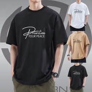 【MY stock】100% Cotton PRIORITIZE YOUR PEACE: Unisex Cotton Round Neck T-Shirt with 220 GSM Fabric 4G