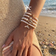 YX 4Pcs Fashion Pearl Sea Shell Starfish Fish Tail Bracelet Y2K Trendy Jewelry Beach Accessories For