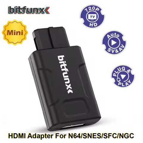 Bitfunx 720P 1080P HDMI Adapter For N64/SNES/SFC/NGC Console 4:3/16:9 Aspect Ratio Switching SV&Comp