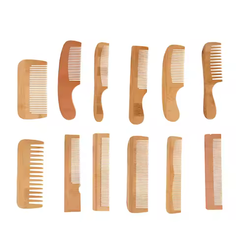[W1]Anti-Static Long Handle Bamboo Wooden Hair Comb Hotels Disposable Comb Hairdressing Styling Tool