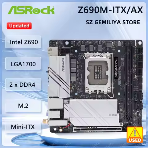 ASROCK Z690M-ITX/ax Mini-ITX Motherboard LGA1700 Intel Z690 DDR4 64GB 2xM.2 support i5-14600 i9-1390
