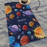 1pc Customized Sun & Planet Pattern Beach Towel, Personalized Bath Towel, Kids Towel, Pool Towel, Ba