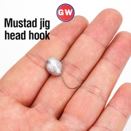10PCS Mustad 0.8g-6g Jig Head Hook Saltwater Tackle Jig Hook Lead Round Ball Fishing Jigs Lead Sharp Carbon Steel Soft Worm Jig Hook