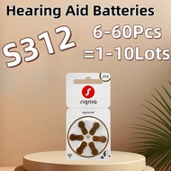 6-60 PCSHearing Aid Batteries Signia 1.45V High Performance 312 312A A312 PR41. Battery For BTE CIC 