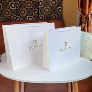 PUTIH Paperbag Bonia White Writing Gold Paper Bag Wrapping Gift Bag Women