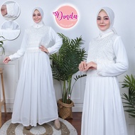 ELOK JAYA Baju Gamis Putih Wanita /Gamis Plisket/Gamis Pesta/ Baju Gamis Lebaran/Busana Muslim/DCS15