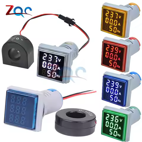 3 in 1 AC 60~500V Digital Voltmeter Ammeter Hz Hertz Frequency Meter Current Voltage Indicator Teste