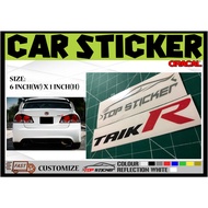Taik R Car Sticker Kereta Stickers Honda FD2R Type R DC2 DC5 EG6 Ek9 EK4D Interga