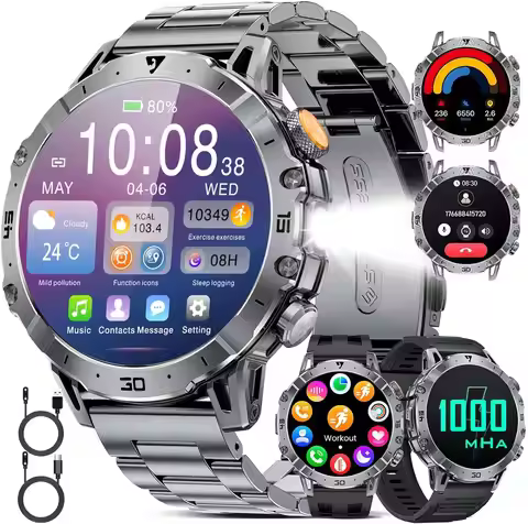 EF18 Military Smart Watch: 1.85" HD Display, 1000mAh Battery, LED Flashlight, 100+ Sport Modes, IP68