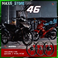 Masviral X46 Sport Rim Yamaha Y15 V1 V2 Y16 LC135 4Speed Legenda115 PNP Black Plug And Play 1.6 / 1.6 * 17 Bunga Rims X