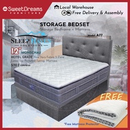A77 Bed Frame | Frame + 12" Mattress Bundle Package | Single/Super Single/Queen/King Storage Bed | Divan Bed