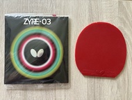 Butterfly Zyre 03 2.5mm紅色，Butterfly Tenergy 05 紅色乒乓球膠皮