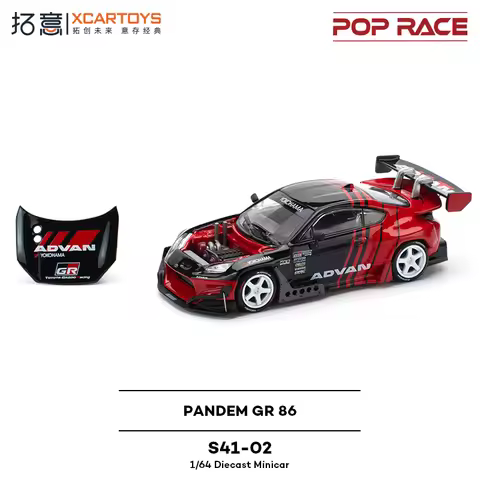 POP RACE 1:64 Toyota GR86 PANDEM ADVAN Alloy Car Model Vehicle Collection Ornament
