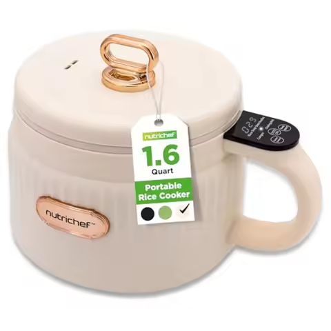1.6 QT Portable Electric Rice Cooker and Lunch Maker Multi-Functional and Non-Stick Ceramic Coating 