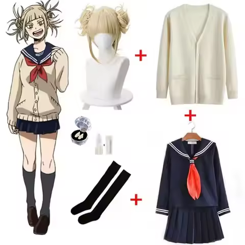 HAni 2025 Anime My Hero Academia Himiko Toga Cosplay Costume JK Uniform Skirts Sweater Coat Hallowee