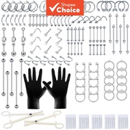 Stainless Steel Full Body Piercing Set Tools & Needles in 12G 14G 16G 20G Jewelry for Nose Septum Be