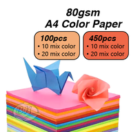 10 Color/20 Color Mix 100pcs/450pcs Color Paper (80gsm) 1 Pack ~ Art Paper/Craft Paper/Printing Pape