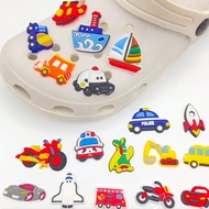 Cute Police Car Jibbitz for Crocs Bike Boat Shoe Charms Truck Jibitz Charm Pin Ambulance Helicopter Jibbits Crocks Kids Shoes Accessories Decoration