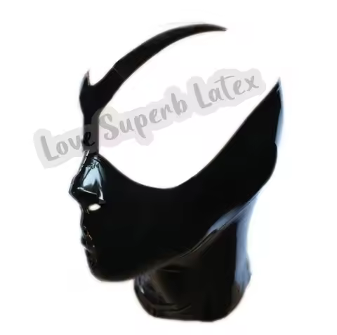 Unisex Latex Half Mask Hood Fetish Halfmask Hood for Catsuit Halloween Cosplay Party Wear