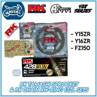 COMBO RK XW-RING TAMASHII 428 Y15ZR Y16ZR Carbon Steel Black Sprocket Sets Siap with rantai 132L (XW