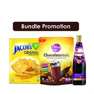 Ribena 1 Litre + Jocob Biscuit Original 700g + Irfan Chocolate Malt 1kg (Bundle Set)