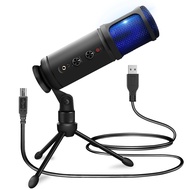 Jovial Pyle USB PC Recording Condenser Microphone, Portable Pro Audio Condenser Desk Mic, Blue LED, 