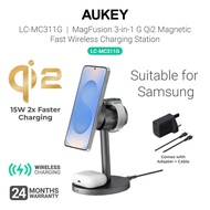 Aukey LC-MC311G MagFusion 3-in-1 G Qi2 Magnetic Fast Wireless Charging Station for Samsung (24 Month