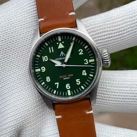 STEELDIVE Men Quartz Watch Pilot 39mm Military Wristwatch 20ATM Waterproof C3 Luminous Sapphire Mirr