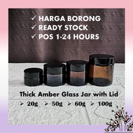 20g 50g 60g 100g Glass Jar | Amber Glass Container | Candle Container | Candle Jar | Cosmetic Jar | Bekas Lilin