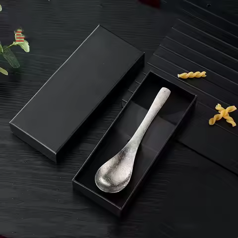 LFGB Certification 99.981% Pure Titanium Spoon 99.9% Anti-bacterial Children Soup Ladle Well Package