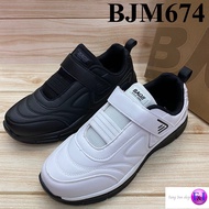 Baoji BJM 674 รองเท้าผ้าใบชาย (แบบหนังติดเทป) สีดำ/ขาว
