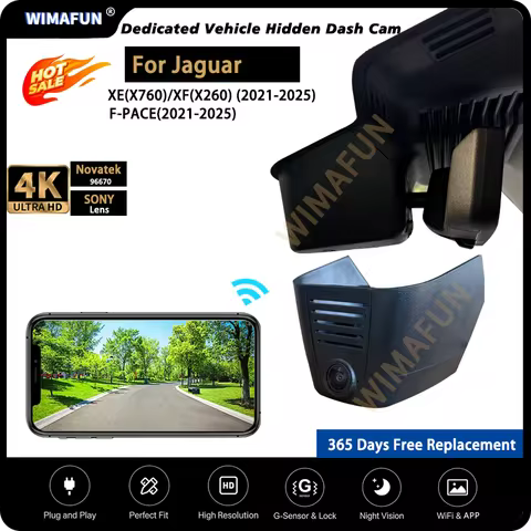 4K Dash Cam for Jaguar XF X260 XE X760 2021-2025 F-PACE 2021-2025 OEM Style Car DVR Camera with WiFi