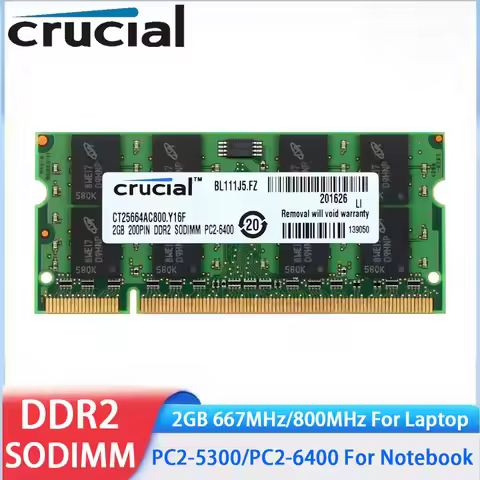 Crucial Memoria Laptop RAM DDR2 2GB 4GB (2x2GB) 667MHz 800MHz Memory SODIMM PC2-5300 PC2-6400 Non-EC