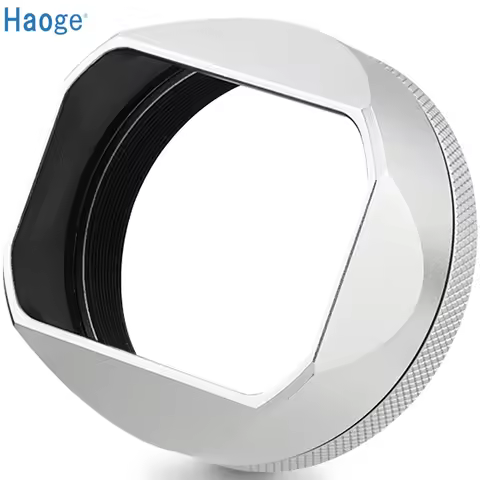 Haoge Square Metal Lens Hood for Fujifilm Fuji X100VI X100V Camera Silver with 49mm UV Filter Adapte