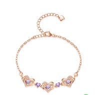 Gnoce Rose Gold Infinite Love Heart Birthstone Bracelet

