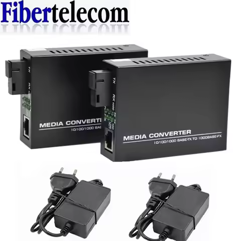Gigabit Fiber Optical Media Converter 10/100/1000Mbps Single Mode 20Km SC-Port External Power Supply