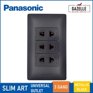 Panasonic Slim Art Universal Outlet - 3 Gang (Snow White / Metallic Gray / Metallic Black)