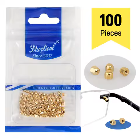 100 Pieces Rimless glass Screw Cap Eyeglasses nut Accessories Gold Color